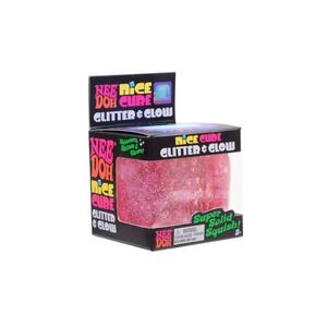Pink Nee Doh Schylling Nice Cube Glitter & Glow Super Solid Squish Toy